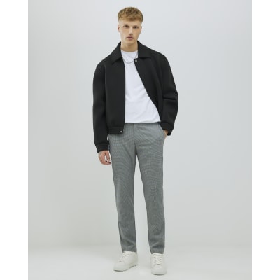 Grey Slim Fit Puppytooth Trousers