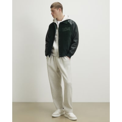Grey Slim Fit Quilted Fixed Waist Joggers