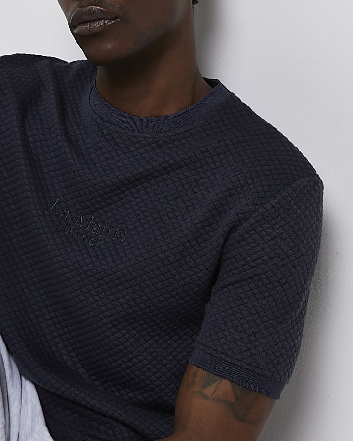 Grey slim fit quilted t-shirt