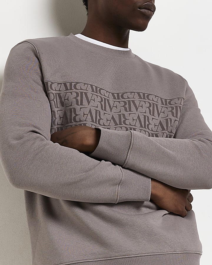 Grey Slim fit RI monogram sweatshirt