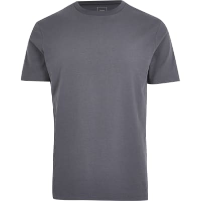 Grey slim fit short sleeve t-shirt | River Island