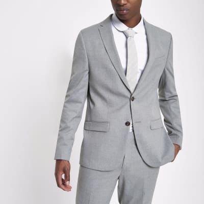 Grey slim fit suit jacket