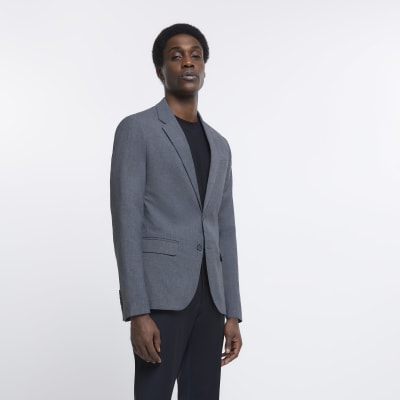 Grey slim fit suit jacket | River Island