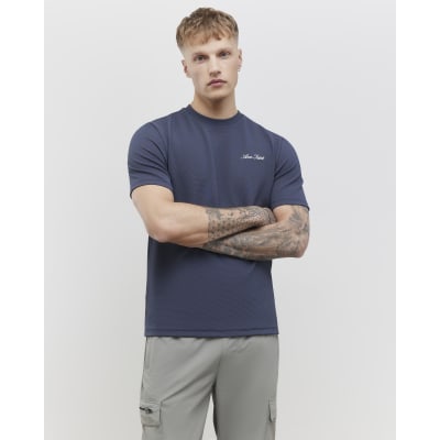Grey Slim Fit Textured Crew Neck T-Shirt
