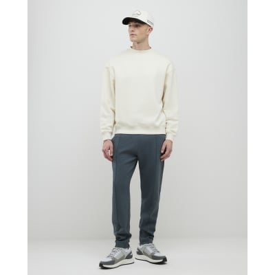 Grey Slim Fit Textured Interlock Joggers