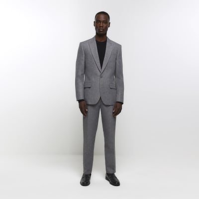 Grey slim best sale fit suit