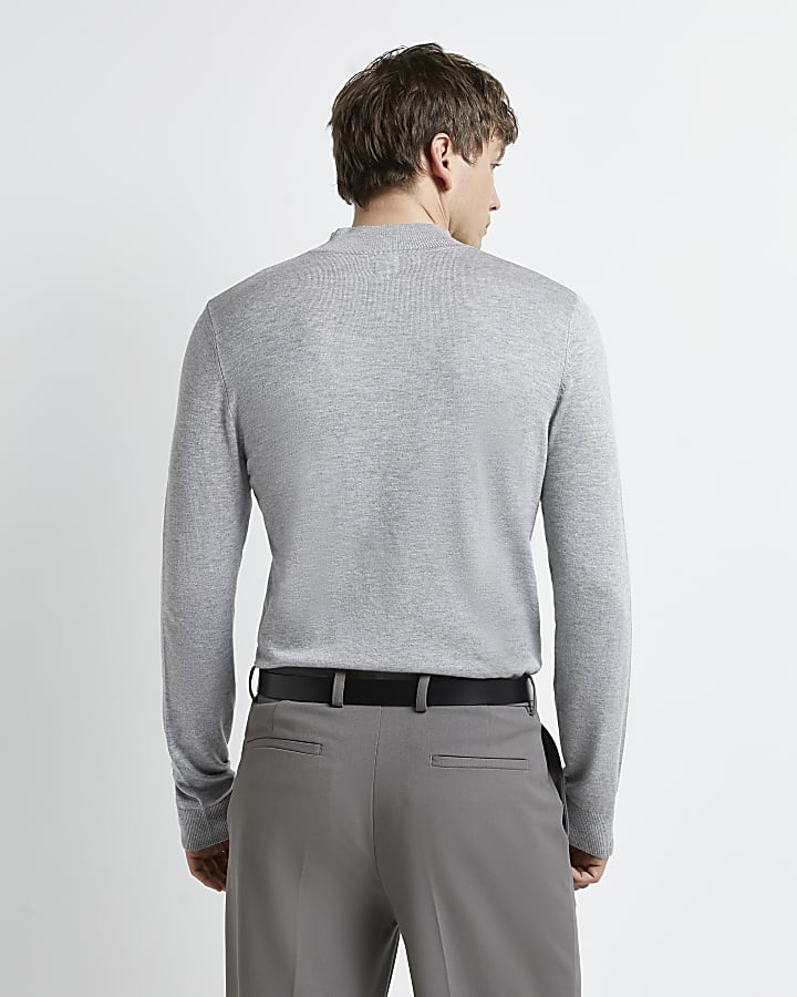 Grey slim fit turtle neck jumper