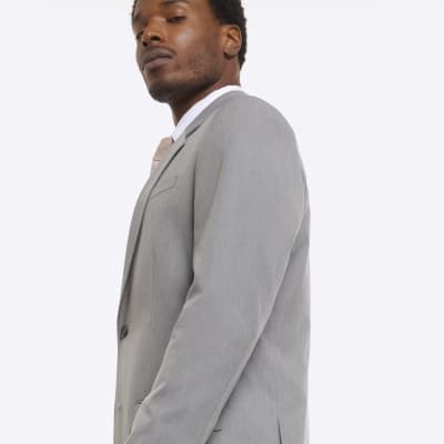 Men's Grey Twill Slim Fit Suit Jacket