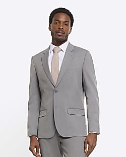 Grey Slim fit Twill Suit Jacket