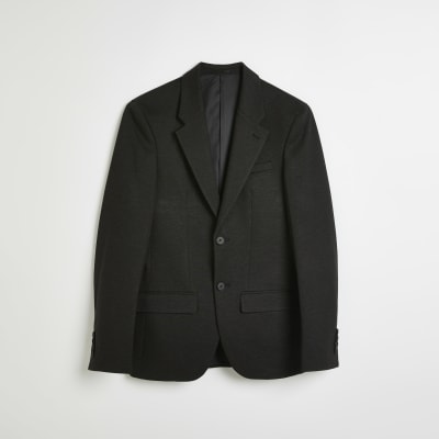 Grey Slim fit Unlined Textured Blazer