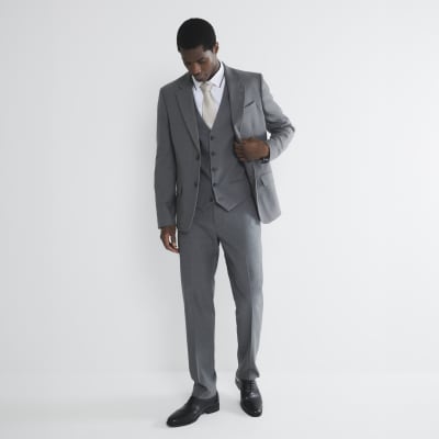 Grey slim fit waistcoat River Island