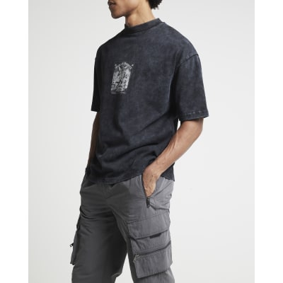 Black Tie Cuff Straight Leg Cargos