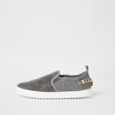 chunky slip on plimsolls