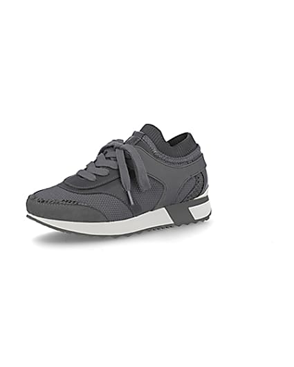 360 degree animation of product Grey slip on trainers frame-1