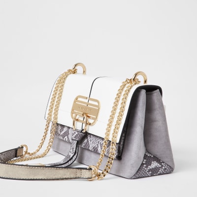 Grey snake print cross body Handbag