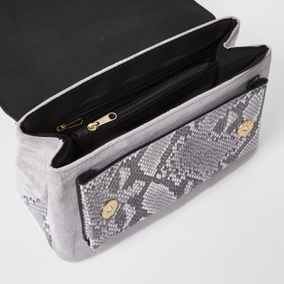 Grey snake print cross body Handbag