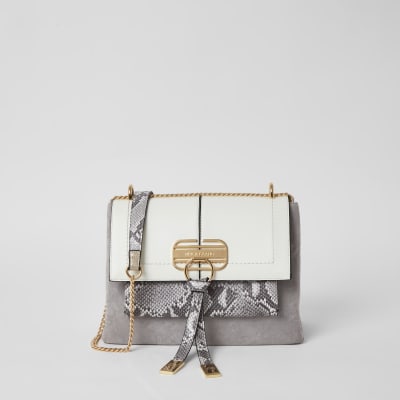 grey snake print bag