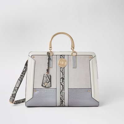 river island grey tote bag