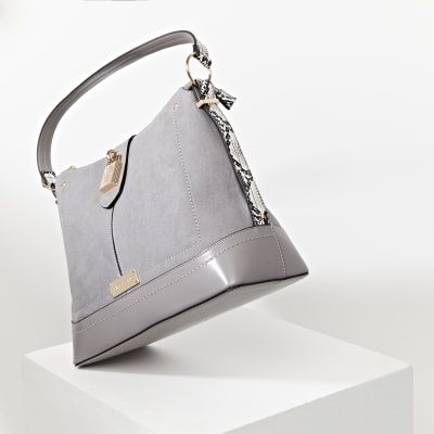 Grey Snake Print Padlock Slouch Bag 788031 Main?$ProductListingPage$