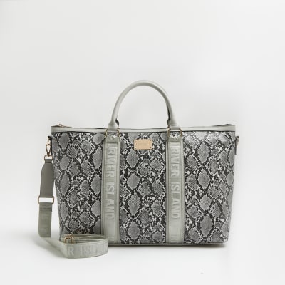 grey snake print bag