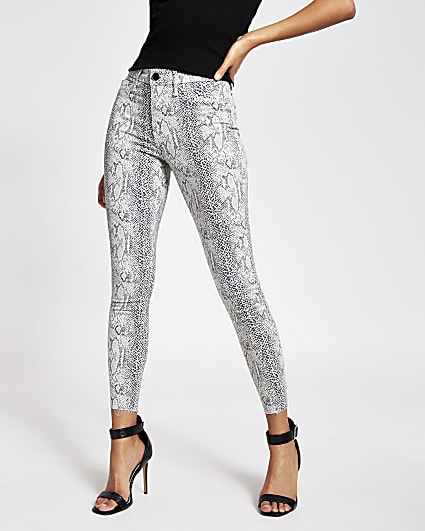 Grey snake printed Molly mid rise jeggings
