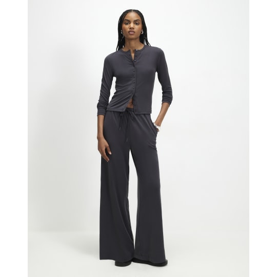River Island Grey Soft Touch Wide Leg Trousers