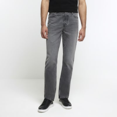 Grey Straight Fit Jeans | River Island