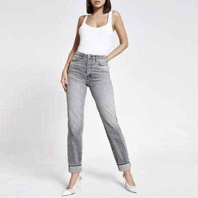 grey straight jeans