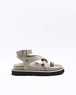 Grey strap over flatform sandals