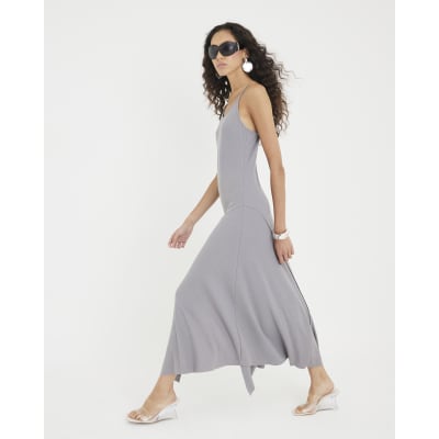 Grey Strappy Cami Midi Dress