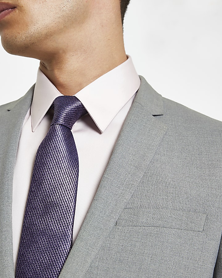 Grey stretch skinny fit suit jacket