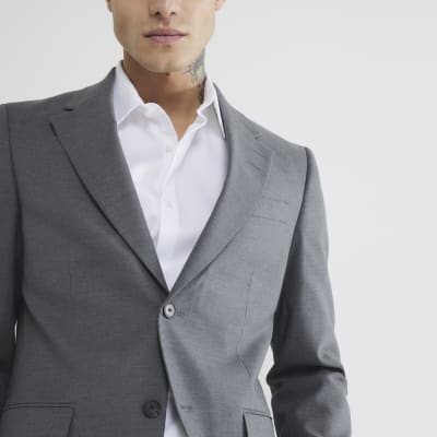 Grey Stretch Skinny Suit Jacket