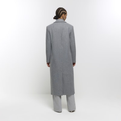 Grey studded longline coat River Island