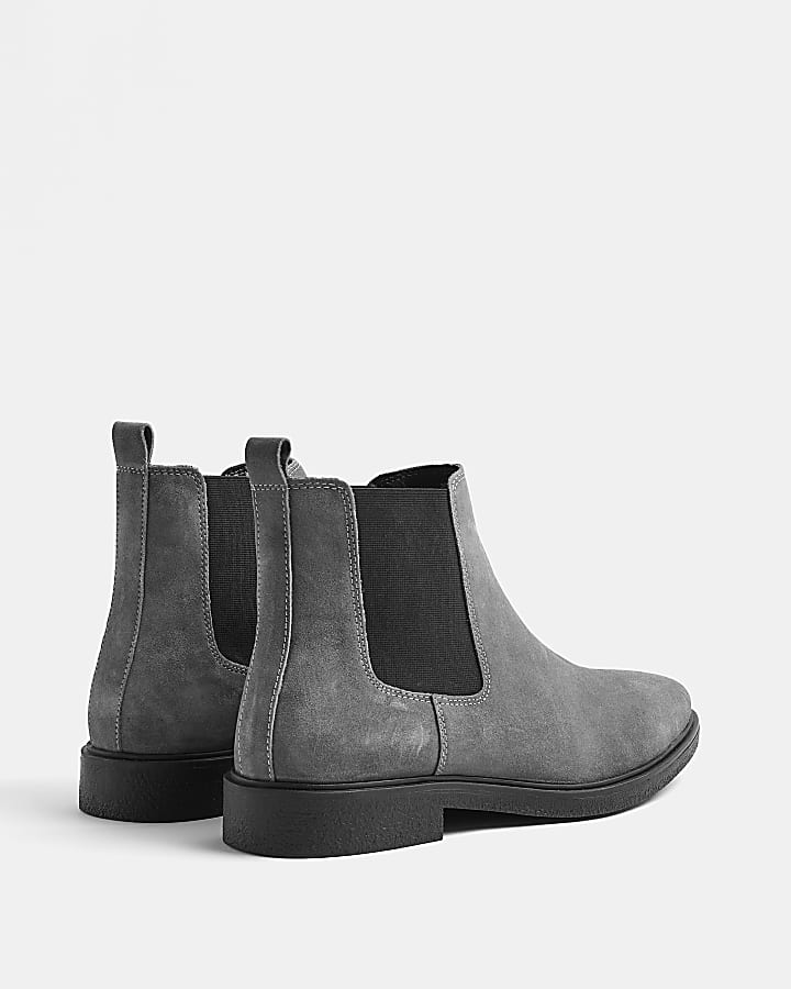 Grey Suede Chelsea Boots