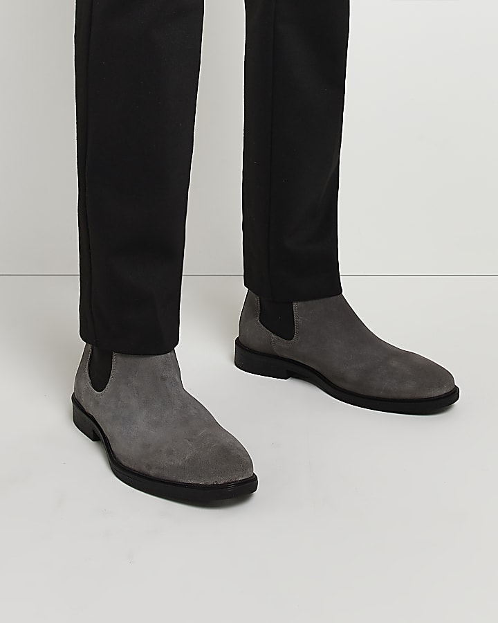 Grey Suede Chelsea Boots