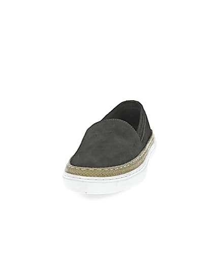 360 degree animation of product Grey suede contrast sole loafer shoes frame-22