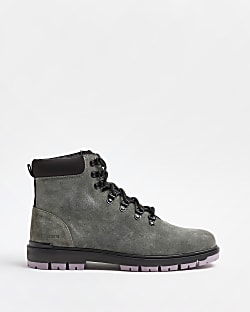 Grey Suede Hiker Boots