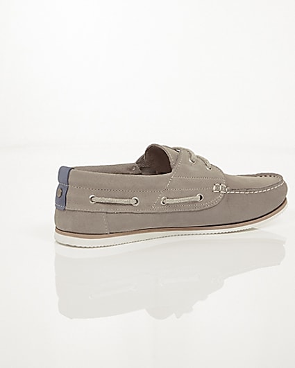 360 degree animation of product Grey suede lace-up boat shoes frame-12
