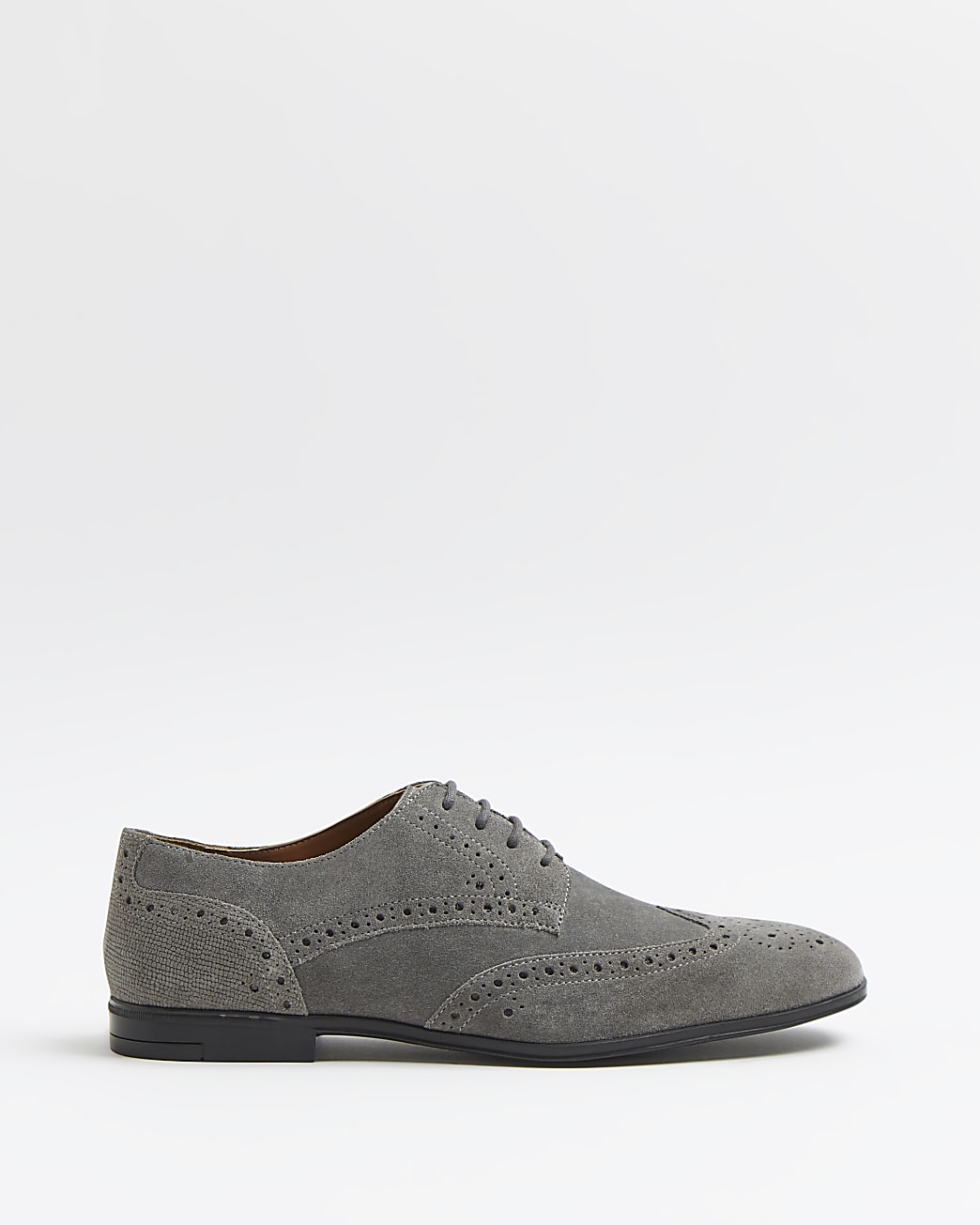 Grey suede lace up brogue derby shoes