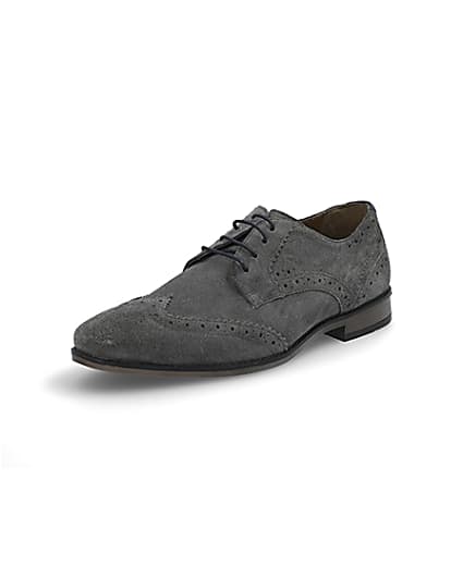 360 degree animation of product Grey suede lace-up brogues frame-0