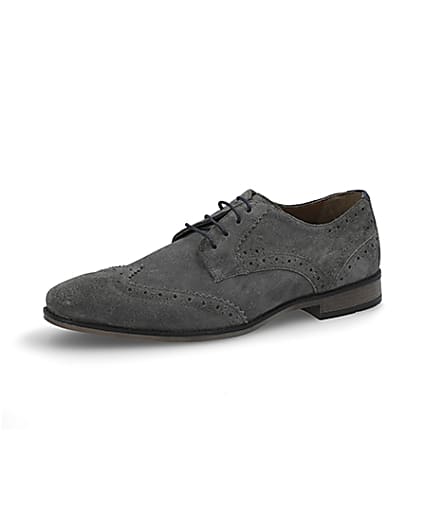 360 degree animation of product Grey suede lace-up brogues frame-1
