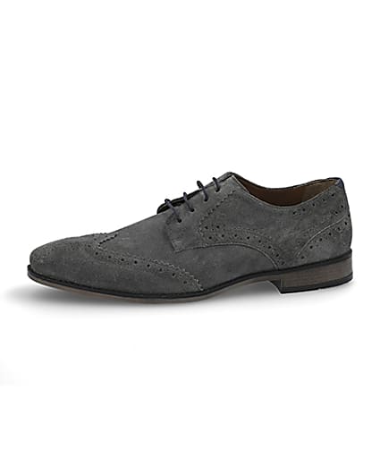 360 degree animation of product Grey suede lace-up brogues frame-2
