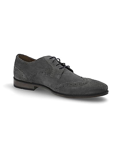 360 degree animation of product Grey suede lace-up brogues frame-17