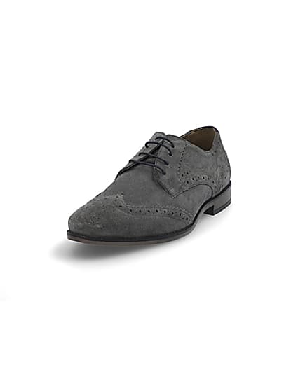360 degree animation of product Grey suede lace-up brogues frame-23