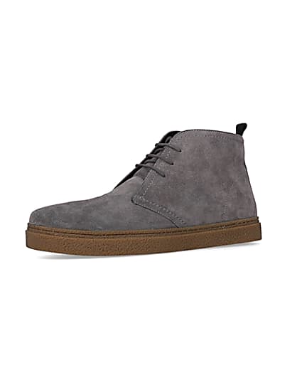 360 degree animation of product Grey Suede lace up Chukka boots frame-1