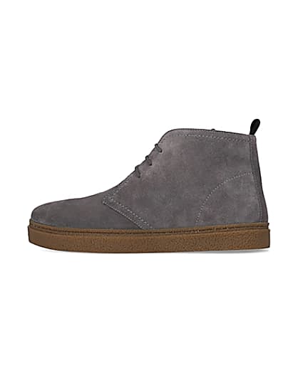 360 degree animation of product Grey Suede lace up Chukka boots frame-4