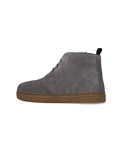 360 degree animation of product Grey Suede lace up Chukka boots frame-5