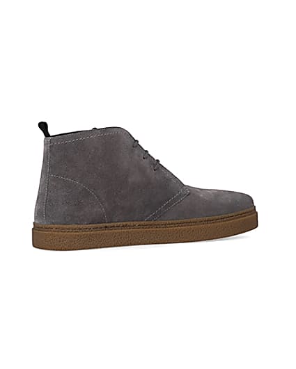 360 degree animation of product Grey Suede lace up Chukka boots frame-13