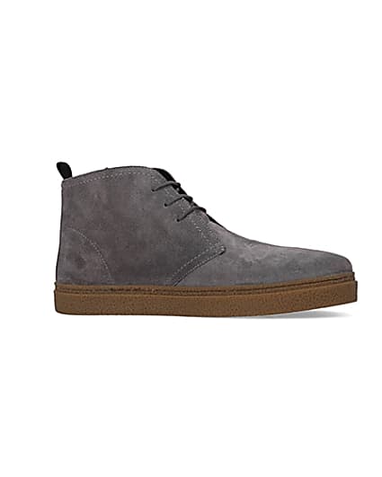 360 degree animation of product Grey Suede lace up Chukka boots frame-16