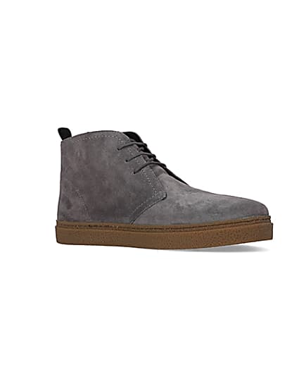 360 degree animation of product Grey Suede lace up Chukka boots frame-17